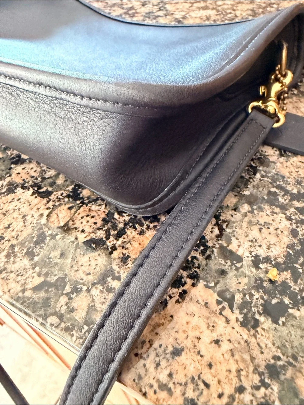 Vintage Coach Dark Navy zippered Clutch with Shoulder Strap 9455